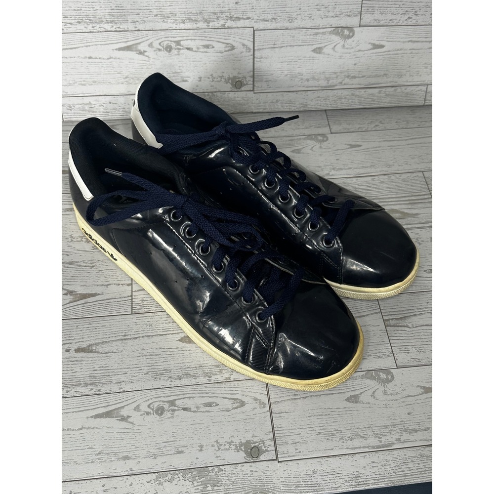 Adidas Stan Smith Sneakers Black‎ Patent Leather Low Top Shoes Mens Size 11.5